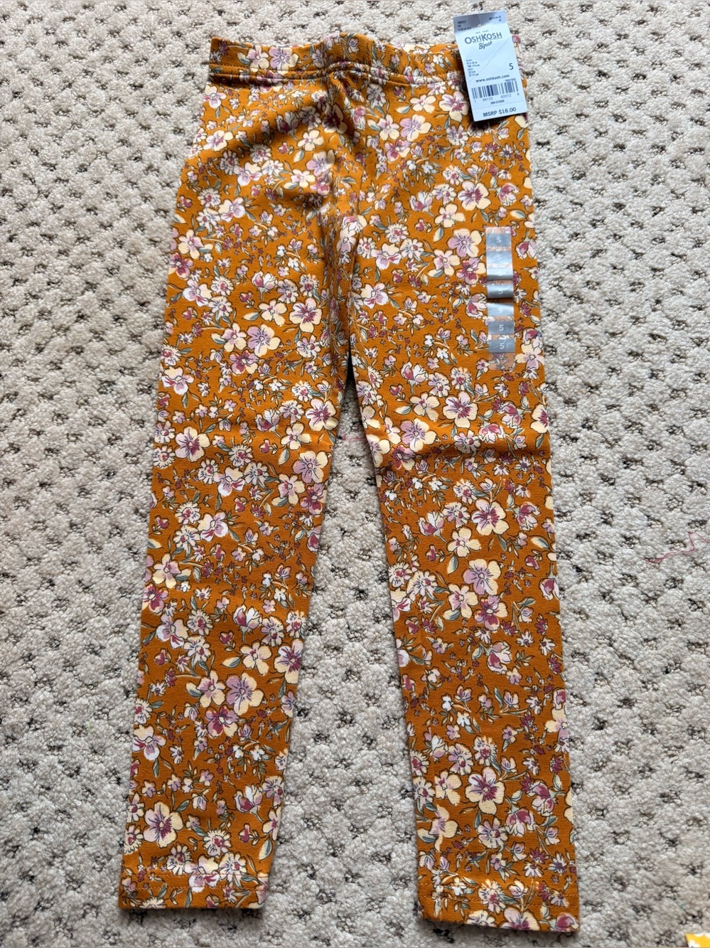 OshKosh B'gosh Mustard Floral Stretch Leggings